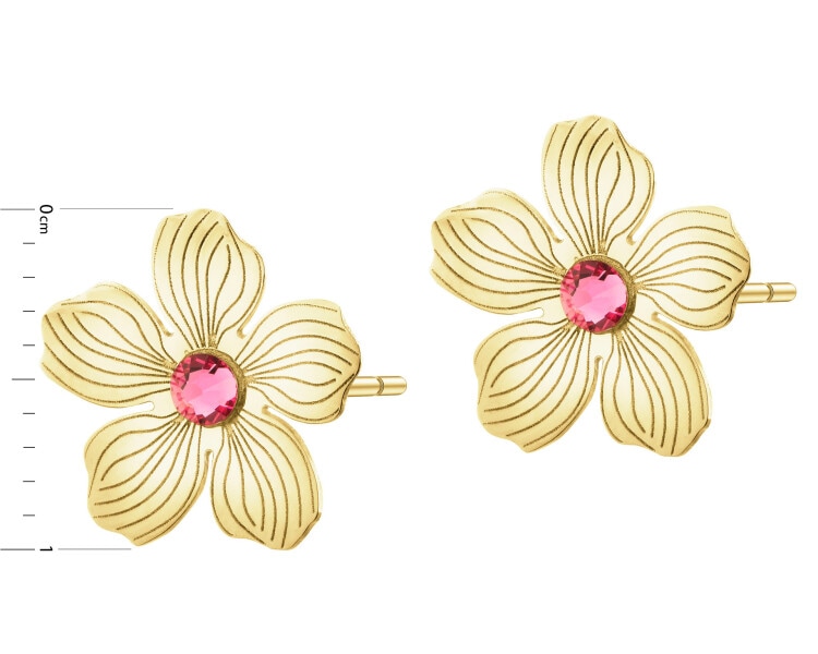 9 K Yellow Gold Earrings with Cubic Zirconia