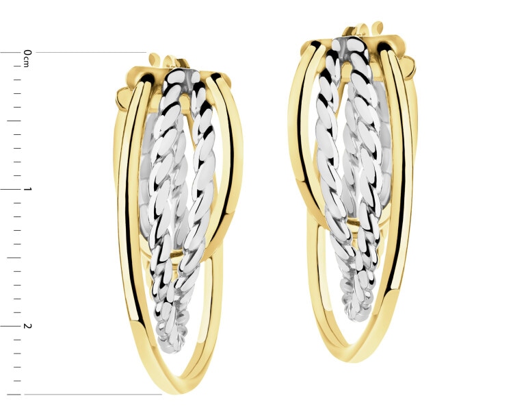 9 K Rhodium-Plated Yellow Gold Dangling Earring