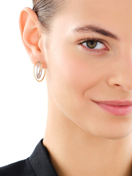 9 K Rhodium-Plated Yellow Gold Dangling Earring