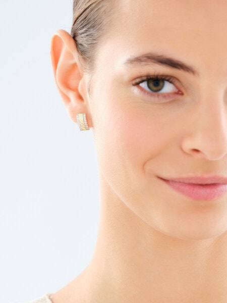 14 K Rhodium-Plated Yellow Gold Earrings with Cubic Zirconia