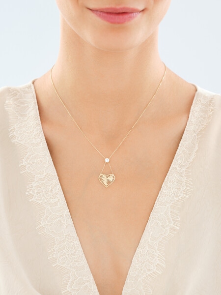 14 K Yellow Gold Necklace with Cubic Zirconia