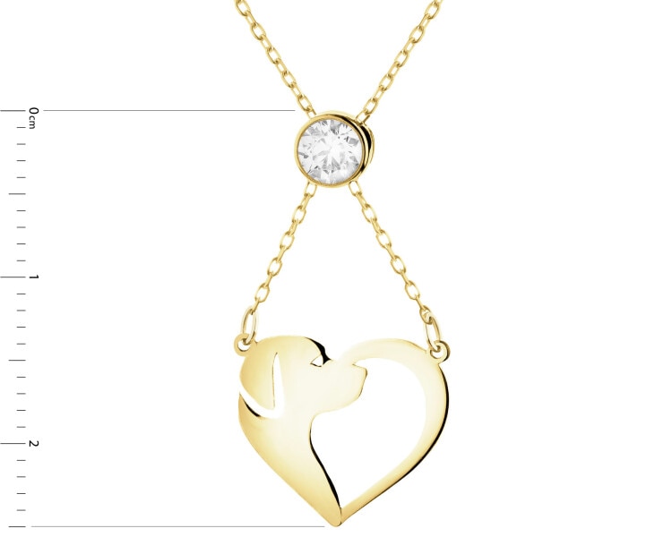 9 K Yellow Gold Necklace with Cubic Zirconia