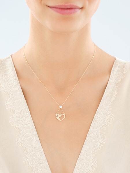 9 K Yellow Gold Necklace with Cubic Zirconia