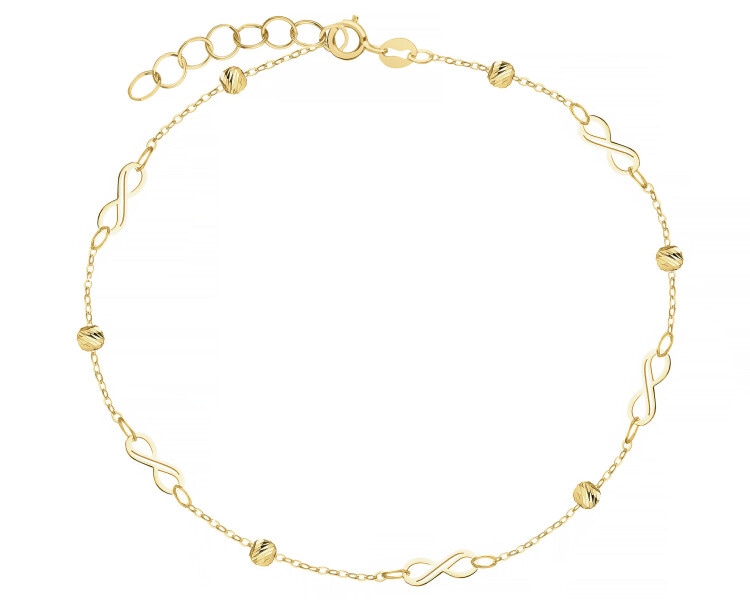 Złota bransoletka - nieskończoności, kulki