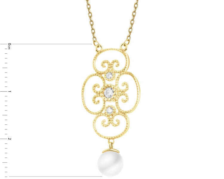 9 K Yellow Gold Necklace with Pearl