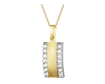 14 K Rhodium-Plated Yellow Gold Pendant with Cubic Zirconia