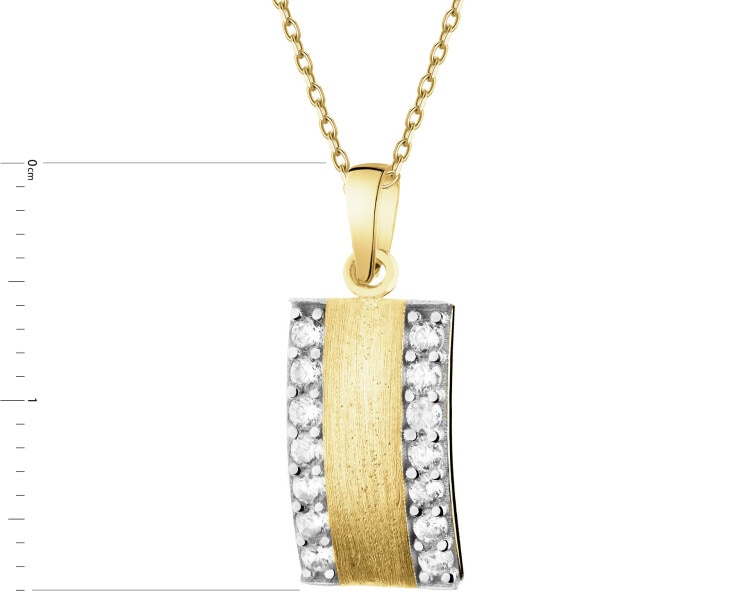 14 K Rhodium-Plated Yellow Gold Pendant with Cubic Zirconia
