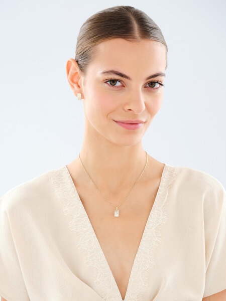 14 K Rhodium-Plated Yellow Gold Pendant with Cubic Zirconia