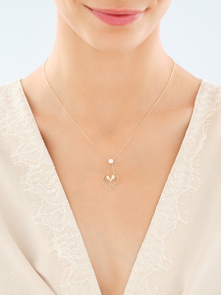 9 K Yellow Gold Necklace with Cubic Zirconia