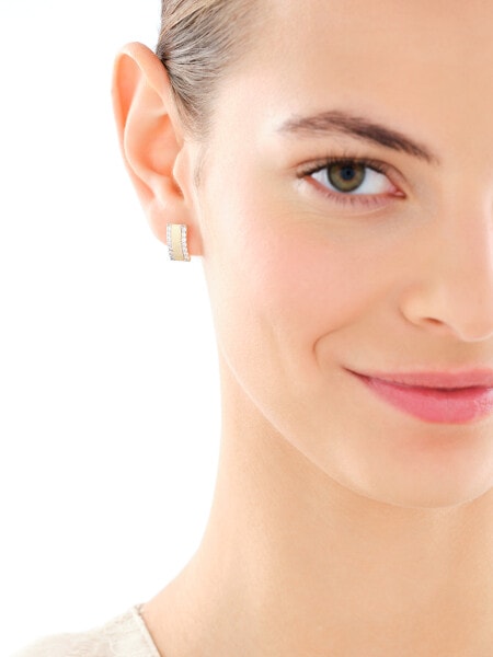 14 K Rhodium-Plated Yellow Gold Earrings with Cubic Zirconia