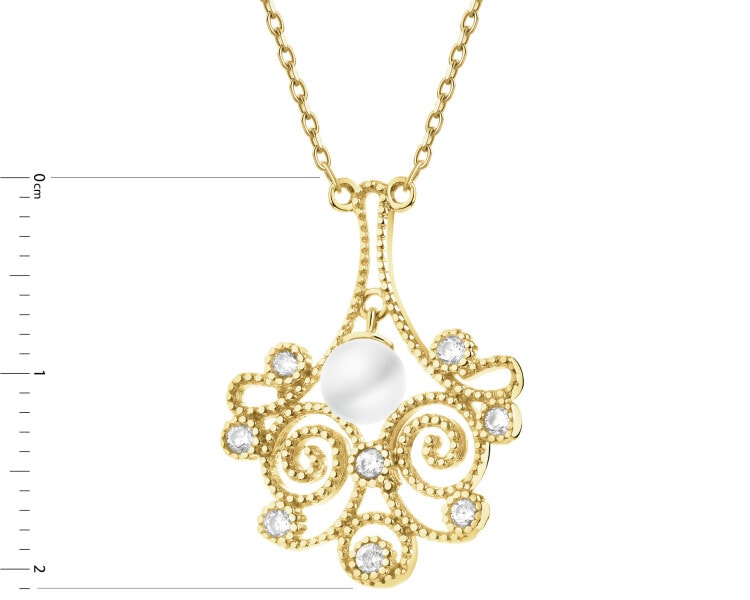9 K Yellow Gold Necklace with Pearl