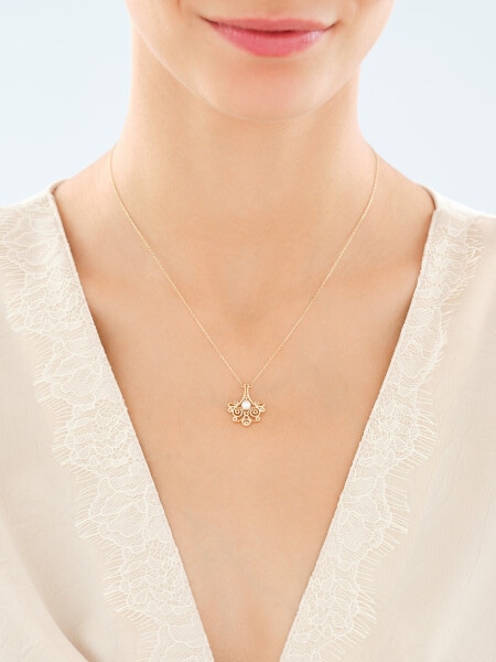 9 K Yellow Gold Necklace with Pearl