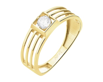14 K Yellow Gold Band Ring with Cubic Zirconia