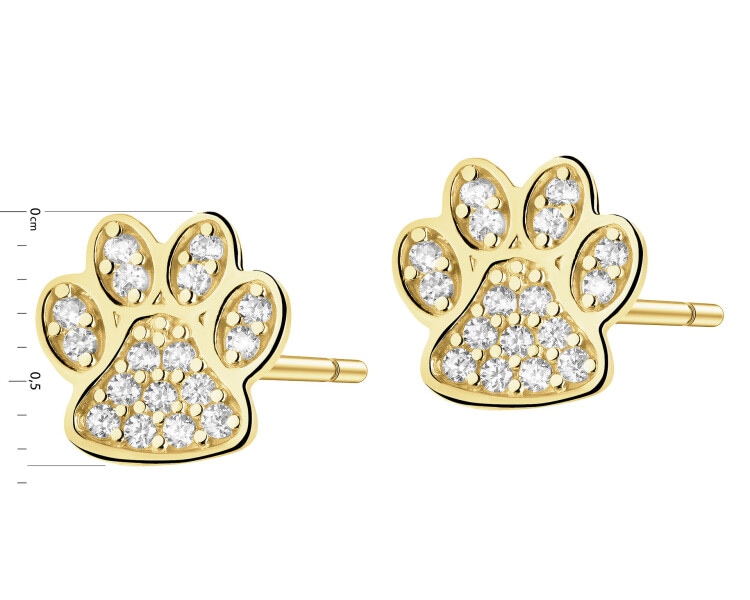 14 K Yellow Gold Earrings with Cubic Zirconia