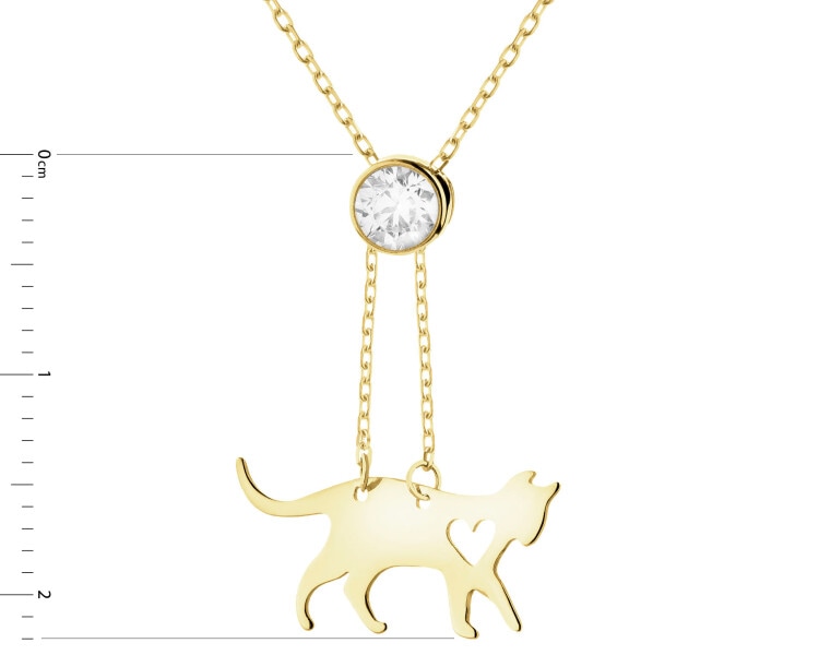 14 K Yellow Gold Necklace with Cubic Zirconia
