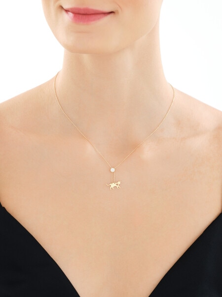 14 K Yellow Gold Necklace with Cubic Zirconia