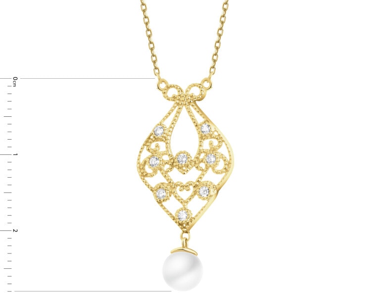 9 K Yellow Gold Necklace with Pearl