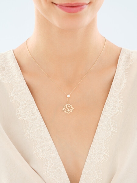 14 K Yellow Gold Necklace with Cubic Zirconia