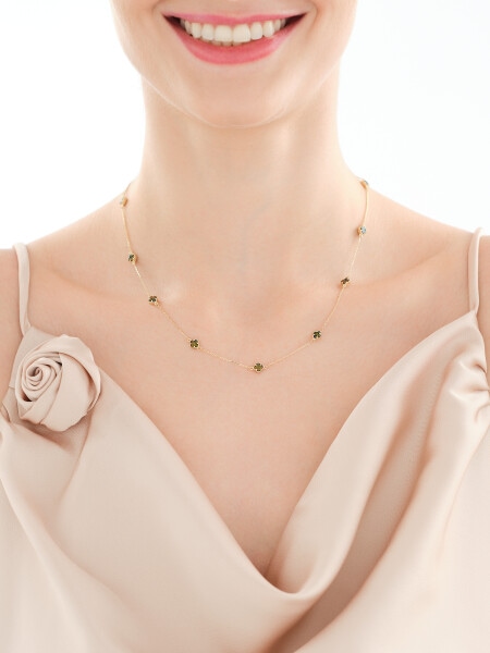 14 K Yellow Gold Necklace with Synthetic Opal