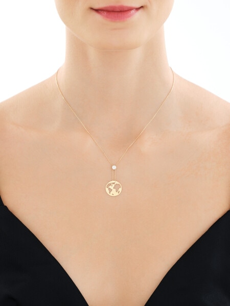 14 K Yellow Gold Necklace with Cubic Zirconia