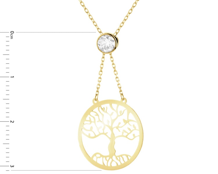 14 K Yellow Gold Necklace with Cubic Zirconia