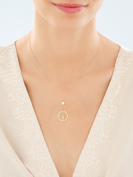 14 K Yellow Gold Necklace with Cubic Zirconia