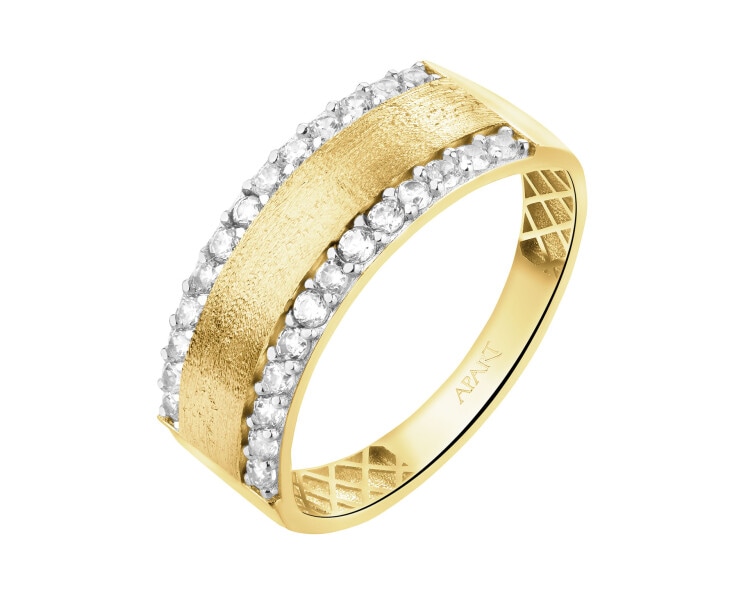 Złoty pierścionek z cyrkoniami - rozeta