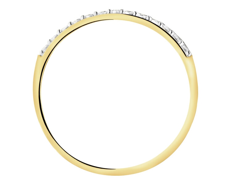 Złoty pierścionek z cyrkoniami - rozeta