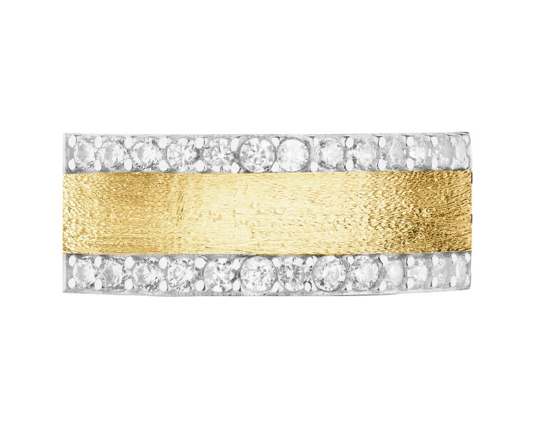 Złoty pierścionek z cyrkoniami - rozeta