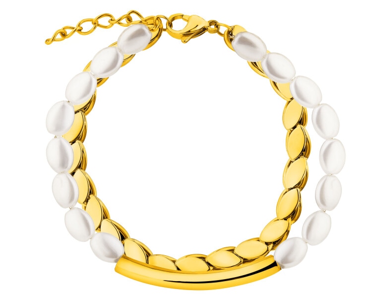 Bransoletka ze stali szlachetnej z perłami