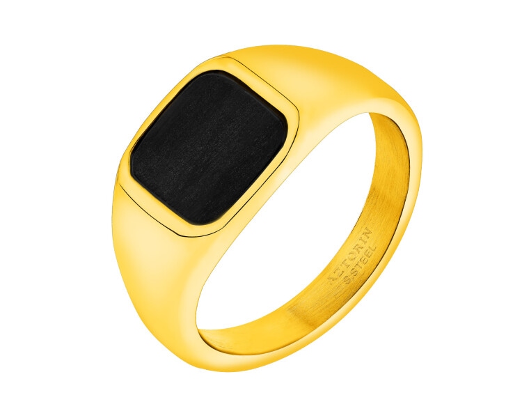 Sygnet ze stali szlachetnej z agatem