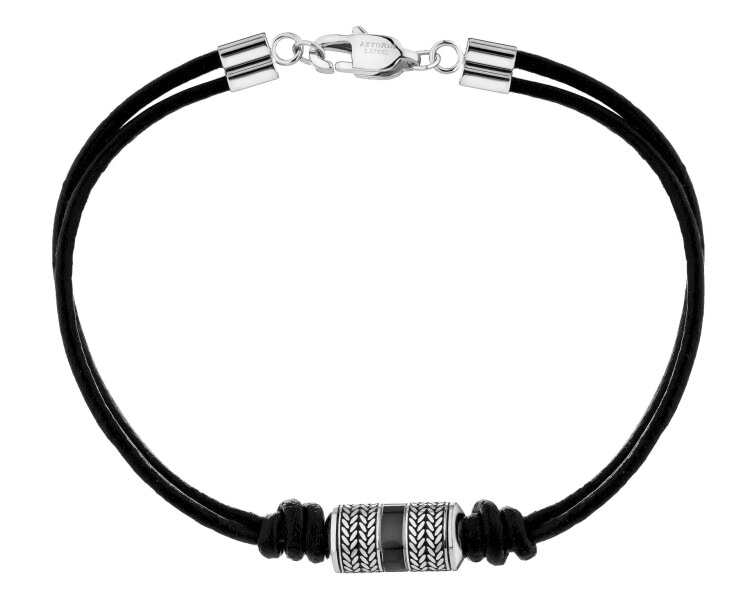 Bransoletka ze stali szlachetnej i skóry