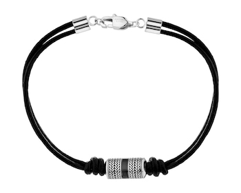 Bransoletka ze stali szlachetnej i skóry