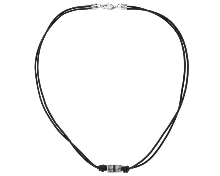 Naszyjnik ze stali szlachetnej i skóry