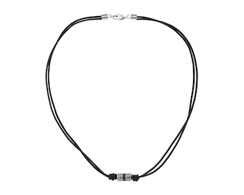 Naszyjnik ze stali szlachetnej i skóry