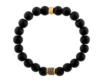 Bransoletka ze stali szlachetnej z onyksami