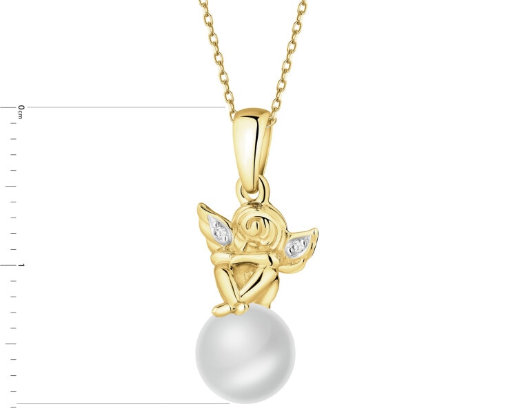 14 K Rhodium-Plated Yellow Gold Pendant  - fineness 14 K