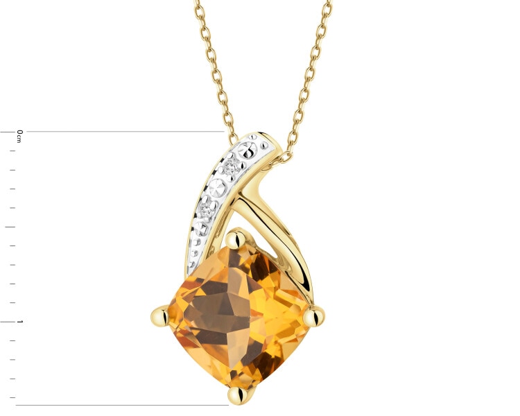 9 K Rhodium-Plated Yellow Gold Pendant  - fineness 9 K