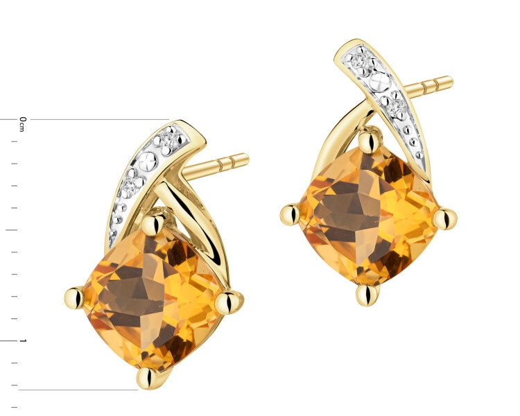 9 K Rhodium-Plated Yellow Gold Earrings  - fineness 9 K