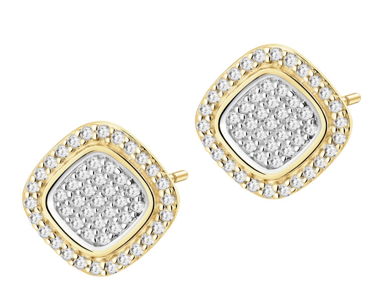 Kolczyki z żółtego złota z diamentami - 0,25 ct - próba 585