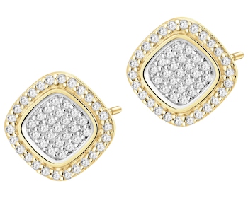 Kolczyki z żółtego złota z diamentami - 0,25 ct - próba 585