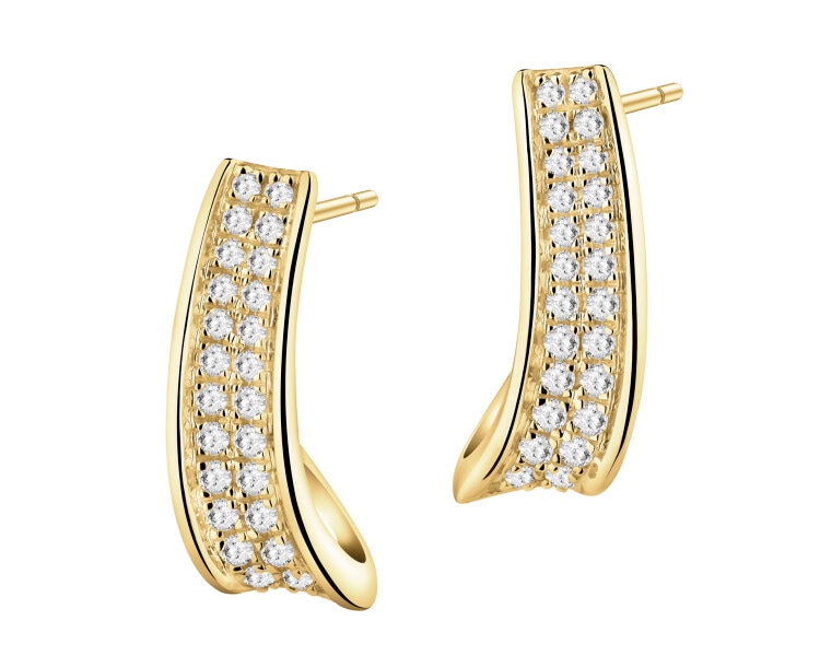 Kolczyki z żółtego złota z diamentami - 0,16 ct - próba 585