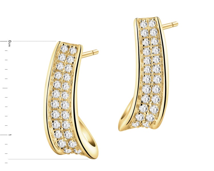 14 K Yellow Gold Earrings with Diamonds - 0,16 ct - fineness 14 K