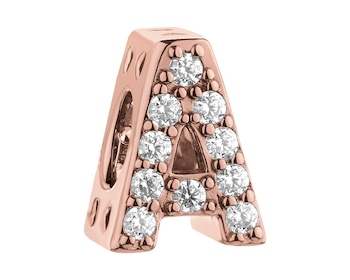 Zawieszka srebrna beads z cyrkoniami - litera A