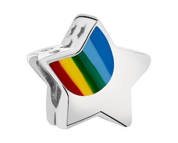 Zawieszka srebrna beads z emalią - gwiazda