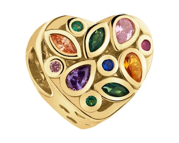 Zawieszka srebrna beads z cyrkoniami - serce