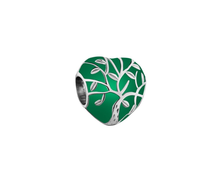 Zawieszka srebrna beads z emalią - serce