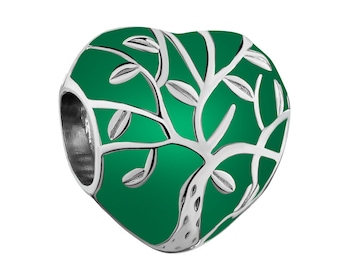 Zawieszka srebrna beads z emalią - serce