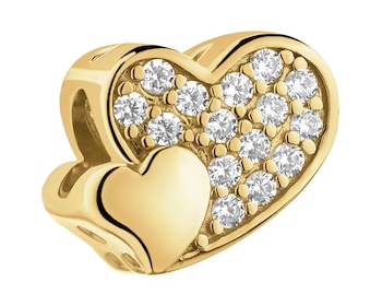 Zawieszka srebrna beads z cyrkoniami - serca