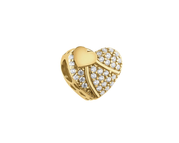 Zawieszka srebrna beads z cyrkoniami - serca